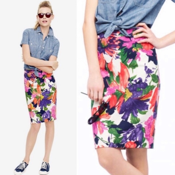 J.Crew Garden Floral Cotton No 2 Pencil Skit 78190 - Picture 1 of 4